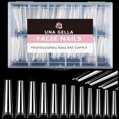 UNA GELLA XXL Ballerina Nail Tips – 216 Stück, 12 Grössen, Soft Gel Halbcover für Nagelverlängerung & Nail Art, Mustername: 216 Stück XXL Ballerina-Halb Cover