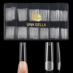 UNA GELLA Extra Lange Square Nail Tips – 216 Stück Full Cover Tipps für Gelnägel & Nail Art, Mustername: XXL Quadrat 240 Stück-Full