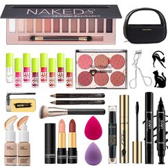 Make-up-Set für Damen & Anfänger – Lidschatten, Foundation, Lippenstifte, Eyeliner, Mascara & Augenbrauen