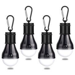 JTENG Campinglampe mit Karabiner Camping Lantern 4 Stücke LED Zeltlampe Glühbirne Set Lampen wasserdicht Rucksack