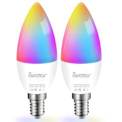 E14 Alexa Smart GlüHbirne,5W 500lm C37 Wlan Smart Home LED Lampe Warmweiß & Kaltweiß Dimmbar Rgb Led Lampen Musik Synchronisation Fernbedienung Stimmenkontrolle Zeitplan & Timer App Led Birne(2 er)