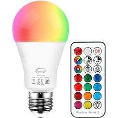 ChangM RGBW LED Lampen, 10W E27 Farbige Licht Leuchtmit RGB LED Leuchtmittel Dimmbar mit Fernbedienung, Farbwechsel Lampen LED Birnenmit 12 Farben+ Warmweiß