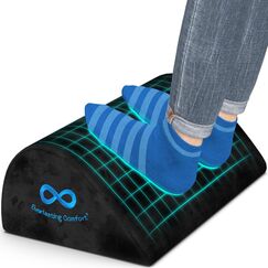 Everlasting Comfort Büro-Fußstütze für unter den Schreibtisch – komplett aus Memory-Schaumstoff – tropfenförmig gebogenes Design – rutschfeste Unterseite (schwarz)