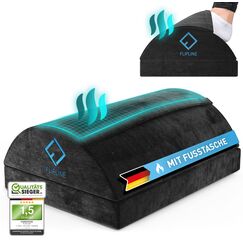 FLIPLINE Fußstütze Schreibtisch - Höhenverstellbare Fußbank [rutschfest] - mit Flauschfaser Fußtasche - für Schreibtisch Büro Homeoffice Zubehör - Fußkissen Footrest Fußhocker
