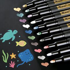 ABEIER Metallic Marker Stifte,10 Farben Metallischen Stift Pens,Gold Metallischen Stift set für schwarzes Papier,Steinmalerei, gästebuch,Kartenherstellung,Scrapbooking,Handwerk, zum Metall,Holz