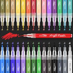 YITHINC Acrylstifte für Steine wasserfest, Steine Bemalen Stifte, Permanent Acrylmarker für Glas, Leinwand, Metall, HolzLeinwand, Porzellan, Keramik, Metall, Kunststoff (28 feine Spitze)