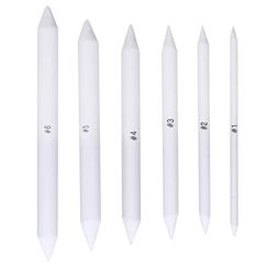 6 Stück Papierwischer Bleistife, 4/6/9/10/12/13mm Doppelköpfe Papier Stift Weiß Art Papier Stümpfe für Zeichnen DIY