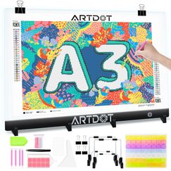 ARTDOT Leuchttisch A3 als 5D Diamond Painting Zubehör, Einstellbare Helligkeit Diamant Painting Lichtplatten mit Ständer für Diamond Painting Erwachsene