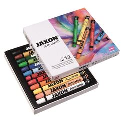 Honsell 49412 - Jaxon Aquarell Wachspastellkreide, wasservermalbar, 12er Set im Kartonetui, hohe Farbbrillanz, satter Farbaufstrich, für Künstler, Hobbymaler, Kunstunterricht