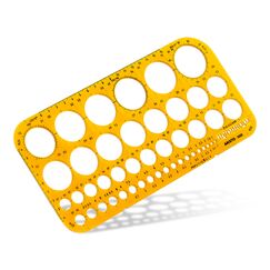 Aristo AH5033 Kreisschablone 1-36mm (45 Kreise, Durchmesser 1 bis 36mm, Tuschenoppen, formstabiler Kunststoff) orange-transparent