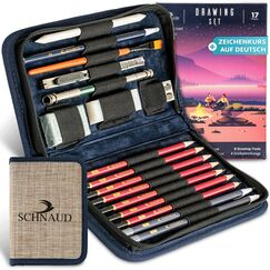 SCHNAUD Zeichenset professionell mit Online-Kurs – Bleistift Zeichenset & Zeichenzubehör zum Zeichnen lernen