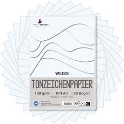 MarpaJansen Tonzeichenpapier Weiß Matt, DIN A3, 50 Bogen, 130g/m² Blauer Engel zertifiziert