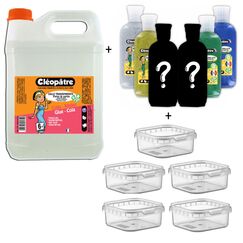 Cléopatre - Set Transparenter Kleber 2kg + 6 Glittertuben + 5 Aufbewahrungsboxen - Kleber, Lösungsmittelfrei, Reinigung mit Wasser - Ab 6 Jahren