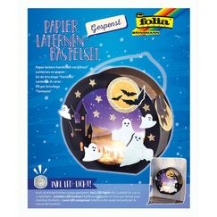 folia 68102 - Laternen - Bastelset, Gespenst, inklusive Laternenstab und LED-Licht, Medium