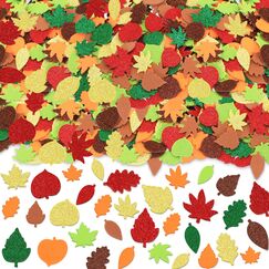JULBEAR 300 Stück Thanksgiving Herbstblatt Deko Aufkleber Glitzernde Blatt Aufkleber Selbstklebende Schaumstoff Herbst Sticker DIY Filz Bastelset Herbst Dekorationen