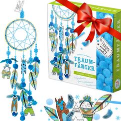 Creanino Traumfänger Bastelset für Kinder | Dream Catcher Kit | Basteln für Jungs | Traumfänger Junge (Blau)