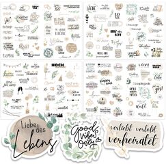 Sticker Hochzeit Gästebuch (164 Motive) - Vintage Hochzeit Aufkleber für Gästebuch oder Fotoalbum mit viel Liebe - Love Stickers für Scrapbook oder Bullet Journal - Wedding Deko mit Herz - Creme