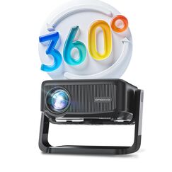 Beamer【360° Drehbarem & Auto Keystone】 25000LM 1080P HD Mini-Beamer WiFi6 und Bluetooth 5.2 Projektor E-Fokus 70% Zoom ONOAYO Beamer-4K Unterstützt Heimkino/Outdoor Abnehmbar Video