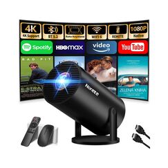 Beamer 4K Projektor Full HD 1080P【2026 Modell】 Mini Beamer mit WiFi 6 und Bluetooth 5.2, Android Tragbarer Projector 270° Dreh mit Auto Keystone für PC/HDMI/USB，mit Maus und Fernbedienung, Schwarz