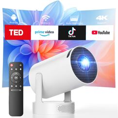 Mini Beamer mit Lautsprecher, Projector unterstützen 1080P 4K, Auto Keystone WiFi6 Tragbarer Beamers Projector, Bluetooth 5.0 220° Rotation Smart Beamers, Kurzdistanz Beamer für Heimkino Outdoor Handy