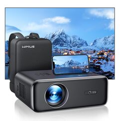 Beamer【Autofokus/Trapezkorrektur】 28000 Lumen Beamer 4K Unterstützt WiFi6 Bluetooth Full HD 1080P, 50% Zoom 300 '' LED Heimkino/Outdoor, für Fire Stick/PS5 Handy Projektor-Schwarz