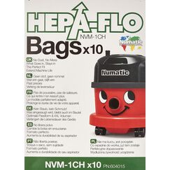 Numatic 604015 Staubsaugerbeutel Hepa-Flo NVM-1CH / Vlies-Filterbeutel geeignet für Henry, Hetty James, Junior, Harry, u.a. Numatic Staubsauger, 10 Stück, Weiß