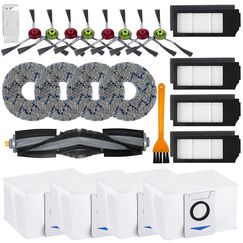 23 Stück Ersatz-Zubehör-Set für Ecovacs DEEBOT X1 Turbo/Omni, 1 Hauptbürste, 2 Reinigungsbürsten, 4 HEPA-Staubsauger Filter, 4 Wischtücher, 4 Staubsaugerbeutel, 8 Seitenbürsten (23)