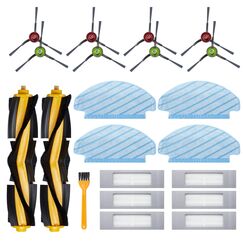 21 Stück Zubehörset für Yeedi vac Hybrid/Yeedi vac Max/Yeedi vac Station Staubsauger Ersatzteile 2 Hauptbürste 6 Filter 8 Seitenbürsten 4 Wischtücher 1 Werkzeug
