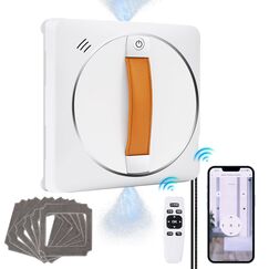 Fensterputzroboter, Automatischer Fensterputzer mit doppeltem Wasserstrahl, Anti-Fall-Sensor-Erkennung, App-Steuerung für Flächen, Großer Spiegel, Kachelwand (Braun Update Antriebsriemen)