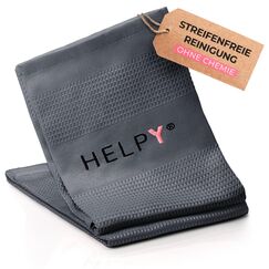 H E L P Y® - Putztücher [2er Set] - streifenfreie Fensterputztücher - fusselfreie Reinigungsergebnisse - Microfasertuch für Küche, Bad, Auto, Fenster - grau
