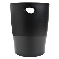 Exacompta 453014D ECOBIN Papierkorb EcoBlack 15 Liter mit Griffen. Eleganter und robuster Papierkorb und Mülleimer im modernen Design schwarz Blauer Engel