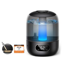Dreo Luftbefeuchter für das Schlafzimmer, Kaltnebel-Ultraschallgerät mit 30 Stunden Laufzeit, 3L Top-Fill-Tank, Feuchtigkeitssensor, Nachtlicht für Babys, Kinderzimmer, für Pflanzen und Zuhause