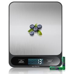 【10KG & Edelstahl】Digitale Küchenwaage, elektronische Lebensmittelwaage mit Tara-Funktion, hohe Präzision 1g/0.1oz, leicht zu reinigen, Batterien inklusive