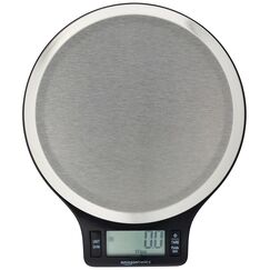 Amazon Basics Digitale Küchenwaage mit LCD-Anzeige (mit Batterien), Edelstahl, BPA-frei, Wiegt bis zu 11 Pfund, Schwarz