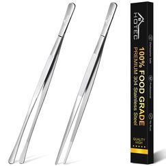Hotec Grillzange Edelstahl Lang 30CM,Kitchen Kochpinzette,Kochpinzette Edelstahl Küche Verwendbar als Profi Zange Pinzette für Kochen Grillen und Backen - 2er Set