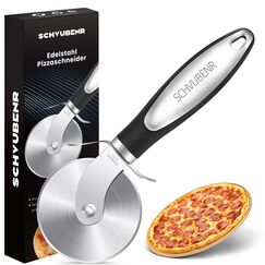 SCHVUBENR Premium Pizzaschneider - Superscharfer Pizzaroller aus Edelstahl - Leicht zu schneiden und zu reinigen - Spülmaschinenfest - Für große und kleine Pizza - Küchenutensilien - Schwarz