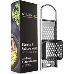 Winzbacher Edelstahl Spätzlehobel mit Teigschlitten [Topf Ø von 16-30cm] Spülmaschinenfest | Rostfrei | Spätzlereibe, Spätzlesieb, Spätzlepresse | für Spätzle & Knöpfle