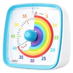 Yunbaoit Visueller Timer für Kinder & Erwachsene, 60 Minuten Regenbogen Countdown Timer mit Stummer Flash Funktion, Zeitmanagement Tool für Klassenzimmer, Haus, Küche, Büro (Blau)