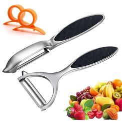 Leaflai Schäler - 2Pcs Sparschäler Set Premium Edelstahl Y & I-förmiges Drehbares Gemüsemesser mit Scharfer Klinge und Rutschfestem Griff Kartoffelschäler Gemüse für Tomaten, Karotten, Obst (Sliver)