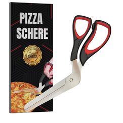 Raafi lebensmittelechte, scharfe Pizzaschere, schneidet Pizza, ohne die Beläge zu verschieben. Pizzaschneider Spülmaschinenfest, weicher Griff und multifunktionale Küchenschere, 27 cm lang