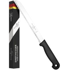 Schwertkrone® Brotmesser Wellenschliff [MADE IN SOLINGEN - GERMANY] - Bread Knife - Großes Brotmesser mit Griff - Brötchen- & Brotschneidemesser - Sägemesser aus Rostfreiem Edelstahl (Klinge: 17cm)