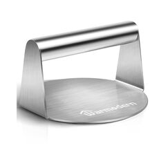 Warmodern Burgerpresse, 5,5 Zoll Round Edelstahl Smash Burger Press, Professionelles Edelstahl Burgerpresse Grillzubehör für Flat Top Grill, Hamburgerpresse und Squeeze Grease, Leicht zu Reinigen