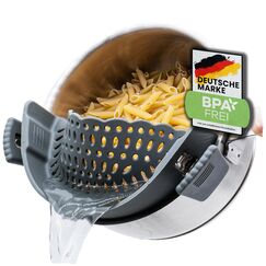Netrox – Schnappsieb aus Silikon – Nudelsieb Aufsatz zum Einhängen in Topf & Pfanne – BPA-frei, spülmaschinenfestes Küchensieb Sieb – Abtropfsieb als Abgießhilfe für Töpfe Topfsieb