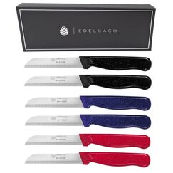 Edelbach Solingen Küchenmesser Set | Made in Germany Solingen Set, Obstmesser, Gemüsemesser, Schälmesser, sehr scharf | Allesschneider Edelstahl | Kneipchen Messer (6x Küchenmesser)