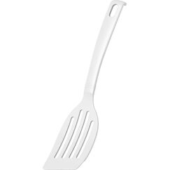 FACKELMANN 24284 Schlitzwender Blanca, Küchenhelfer aus Kunststoff, Pfannenwender für beschichtete Töpfe und Pfannen (Farbe: Weiß), Menge: 1 Stück 26.5