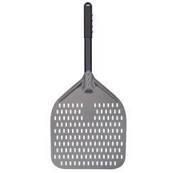 G.a HOMEFAVOR Perforierter Pizzaschieber, Pizzaschaufel aus Hart Eloxiertes Aluminium Rechteckige Professionelles Pizzaschaufel mit verlängertem Silikongriff, 30,5 x 35,6 cm, 66 cm insgesamt