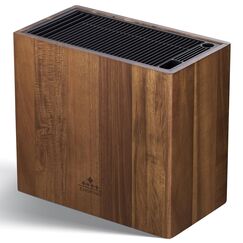 ENOKING Messerblock ohne Messer aus Akazienholz, Universal Messerblock mit Kunststoffdeckel, Hochwertiges Messerhalter für Messer und Geflügelschere/Wetzstahl