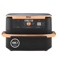 Ninja Foodi FlexDrawer Dual Zone Heißluftfritteuse, Air fryer mit 10,4-Fach und herausnehmbarem Trenner, Antihaftbeschichtung, spülmaschinenfester Korb, 7-in-1, Schwarz & Kupfer, AF500EUCP