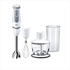Braun Household Stabmixer MQ 5235WH Stabmixer – MultiQuick 5 Vario Pürierstab mit Edelstahl Mixfuß, 1000 Watt, inkl. 3-teiligem Zubehör-Set, weiß/grau [Energieklasse A]