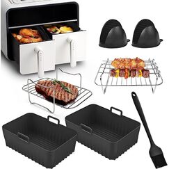Heißluftfritteuse Zubehör - Airfryer Zubehör für Ninja Foodi AF400EU AF300EU AF400EUCP 7,6L-9.5L Und Anderen Dual Zone Air Fryer, BPA-Frei,Spülmaschinenfest | Ninja Dual Zone Heißluftfritteuse Zubehör